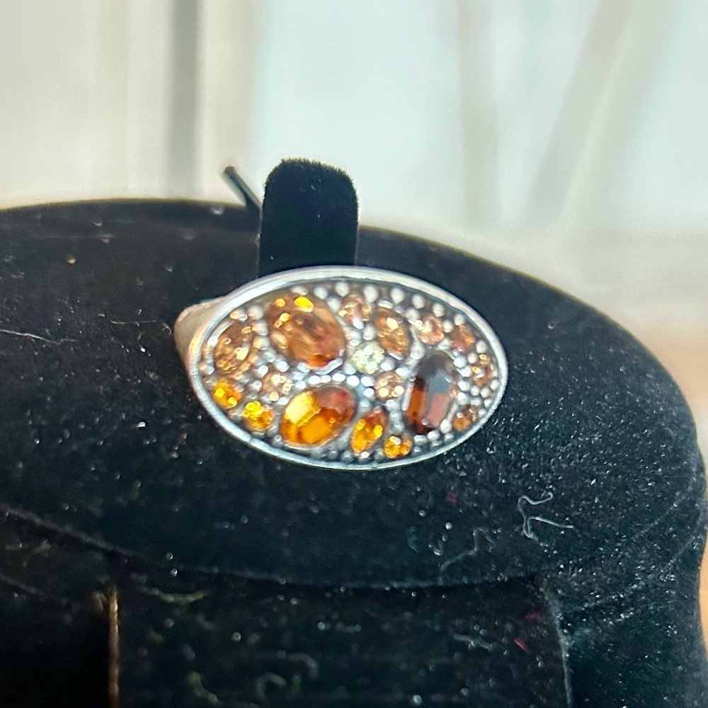 RARE**Authentic Brighton Crystal Voyage cocktail ring statement piece sz 7.5